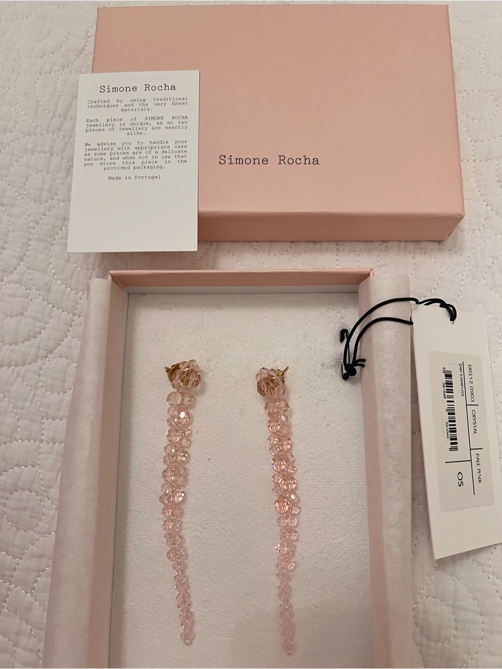 Simone Rocha Blush Crystal Threader Drop Earrings - Picture 2 of 7